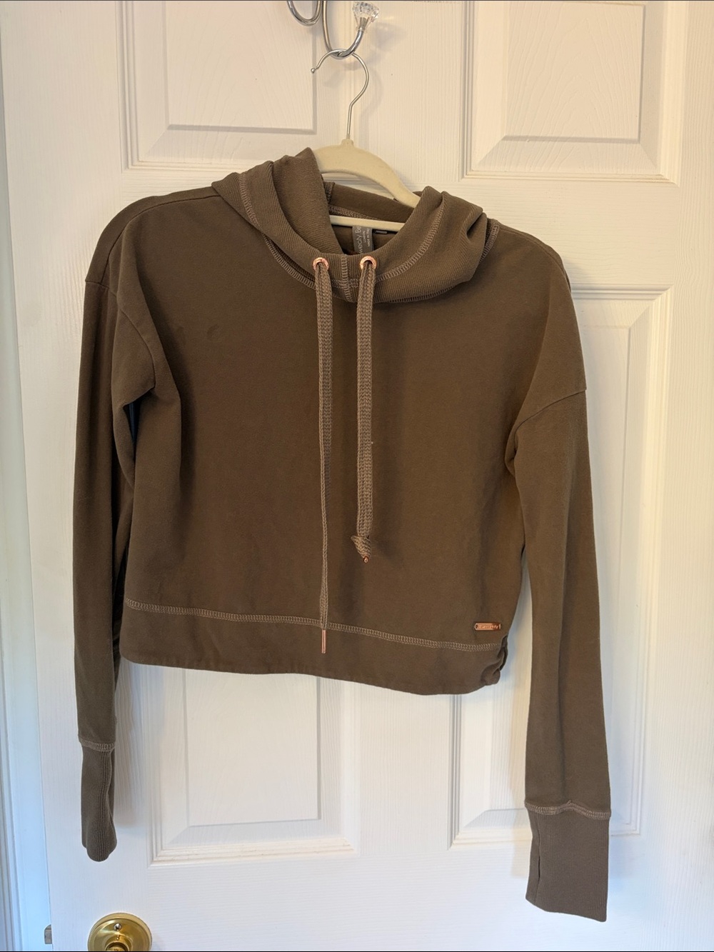 Sweaty Betty Olive Brown Cropped Hoodie